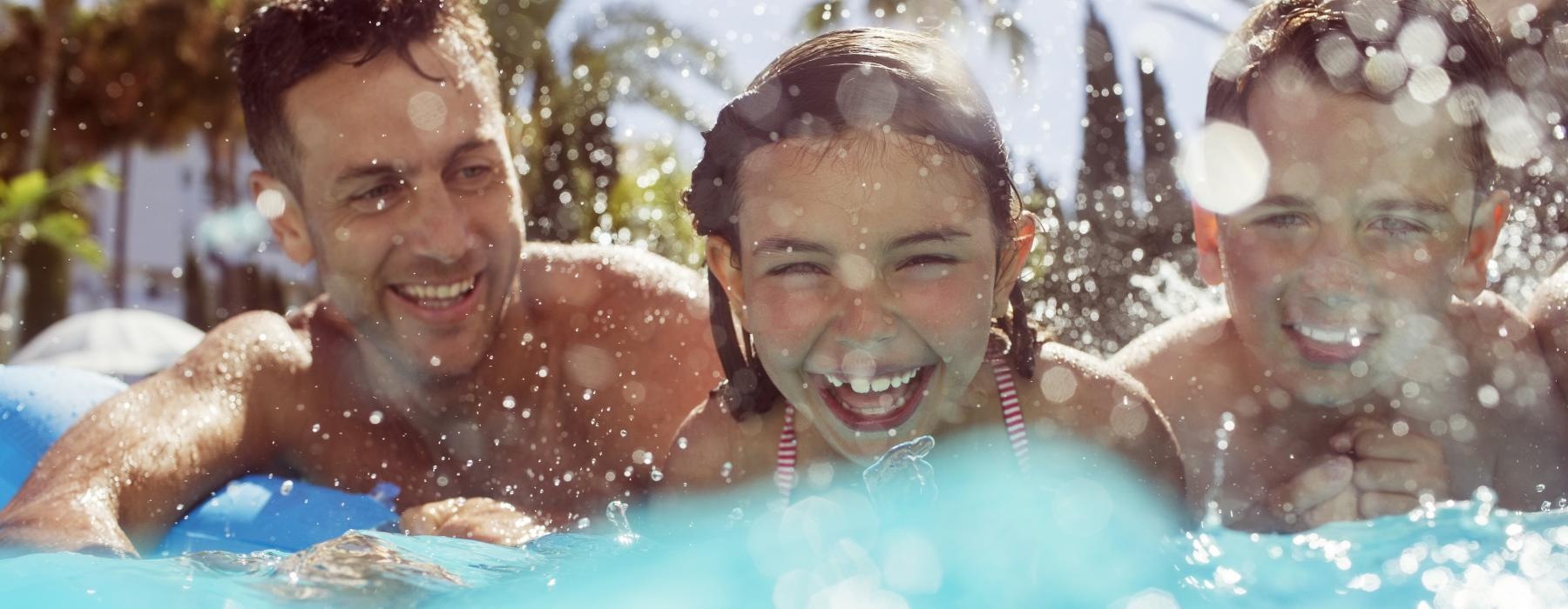 a group of people in a pool